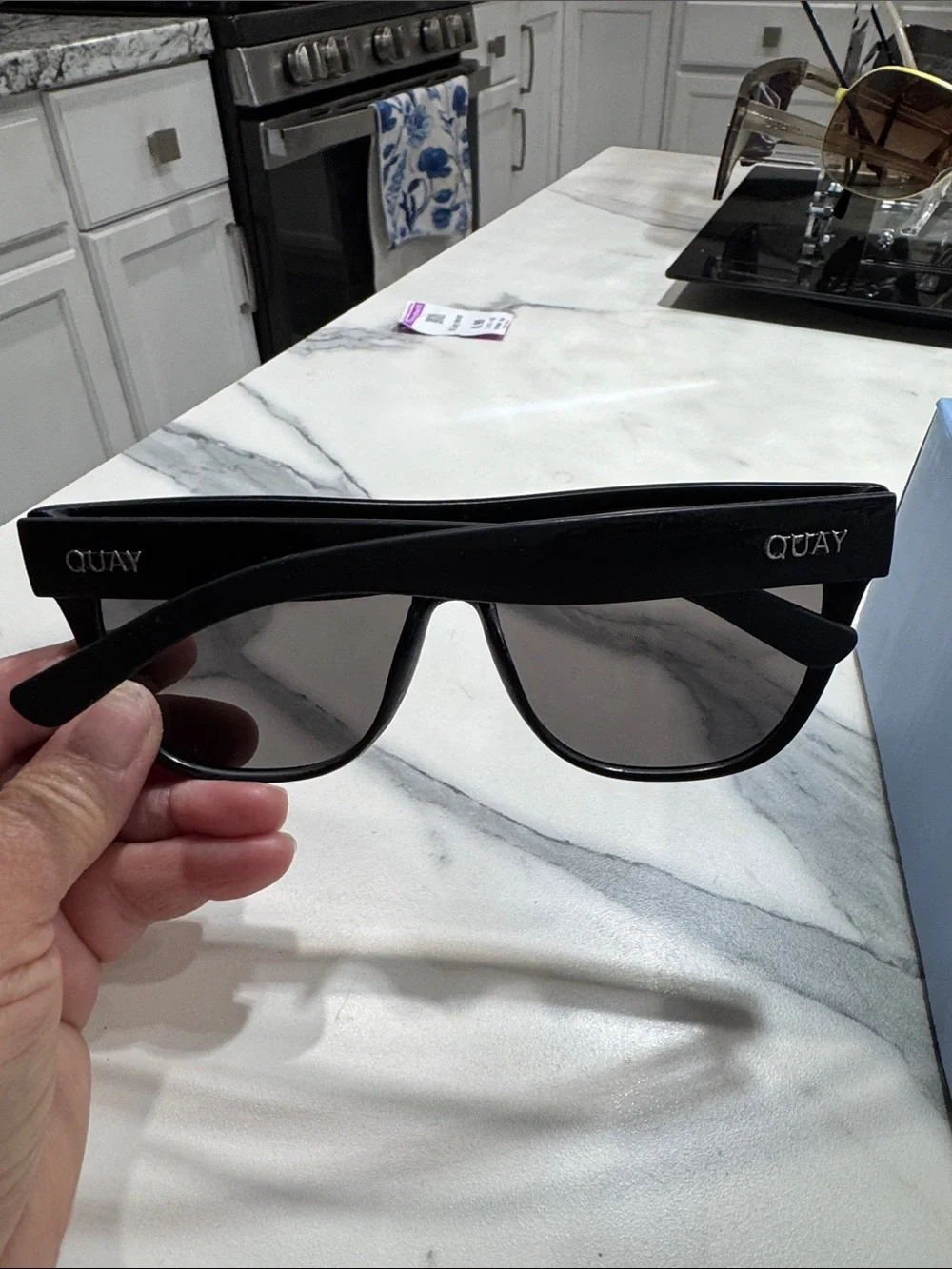 Quay Australia Black Oversized Shield Sunglasses